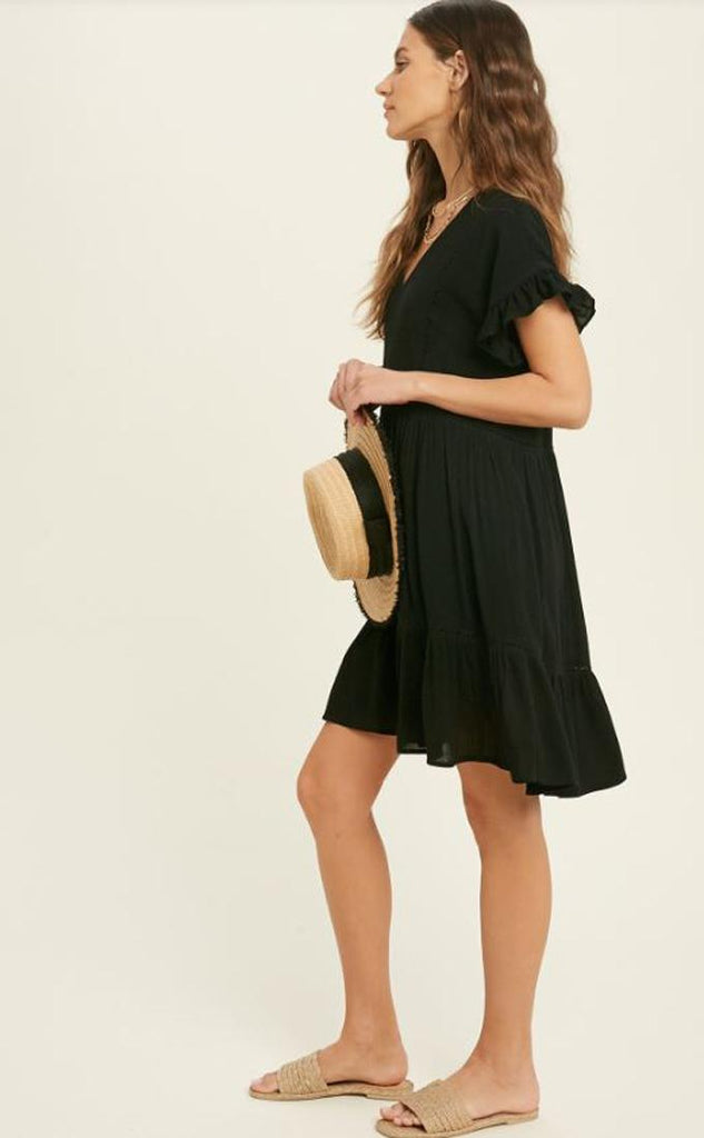 Casual Babydoll Dress - Black – Sweet Pea Boutique